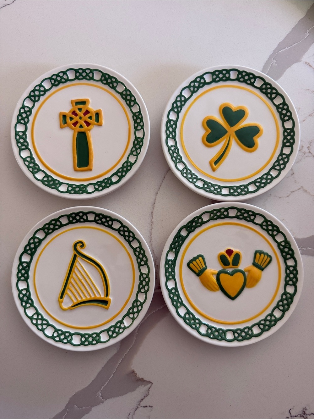 MWW Market vintage 4.5 inch Irish Celtic Ceramic mini plates- Set of 4